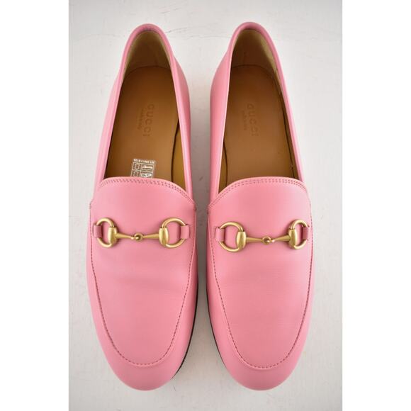 Gucci Jordaan Butterfly Pink Leather Gold Horsebit Mule Slipper Flat Loafer 41 - Picture 14 of 16